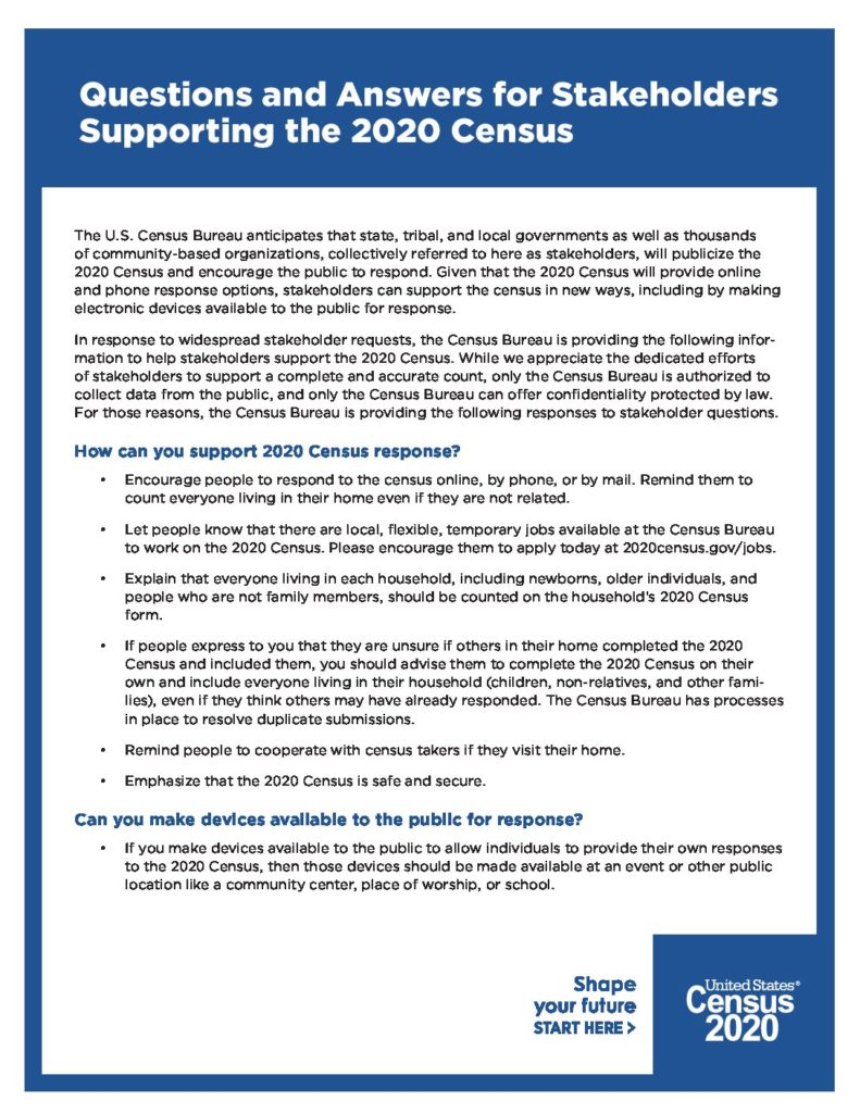 Questions and Answers for Stakeholders – US Census Bureau
